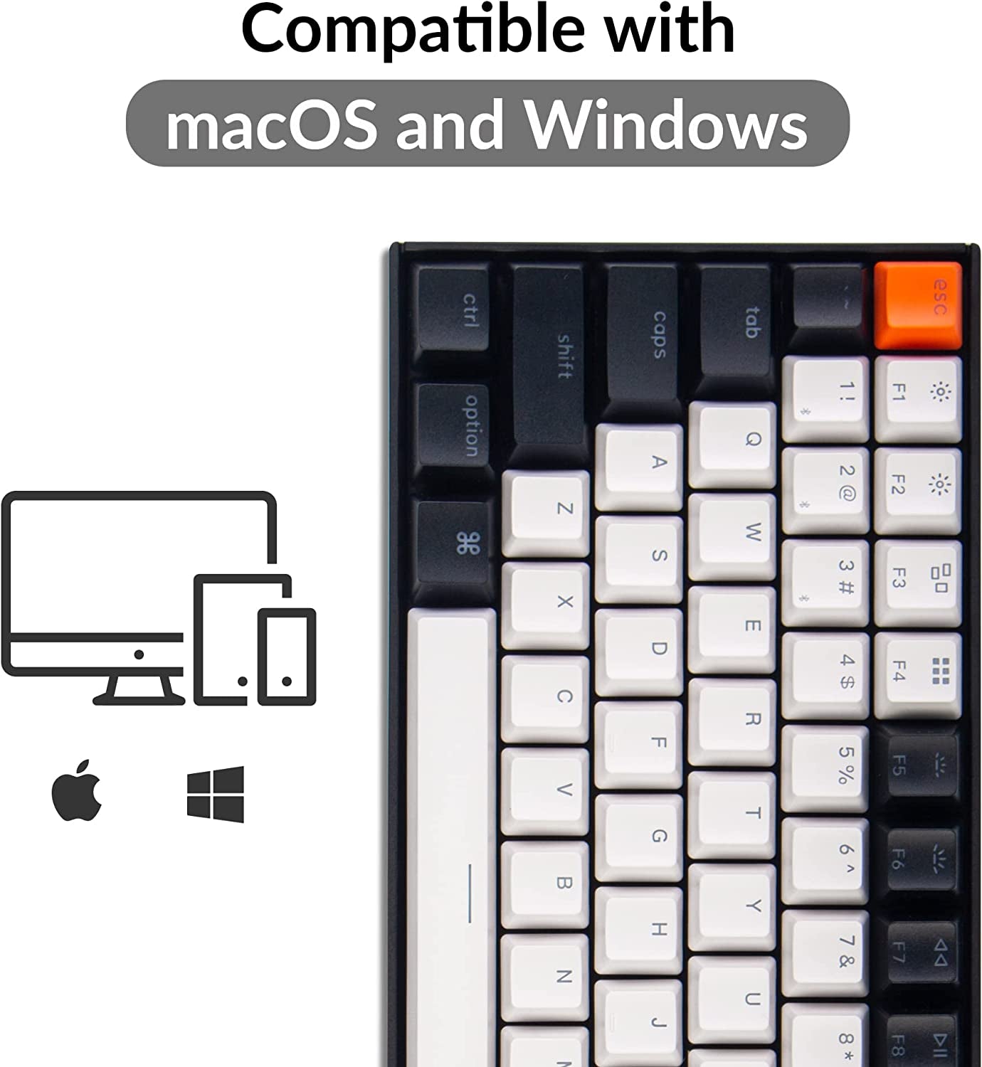 K2 75% Layout Hot-Swappable Bluetooth Wireless/Usb Wired Mechanical Keyboard with Gateron G Pro Brown Switch/Double-Shot Keycaps/Rgb Backlit 84-Key Computer Keyboad for Mac Windows Version 2