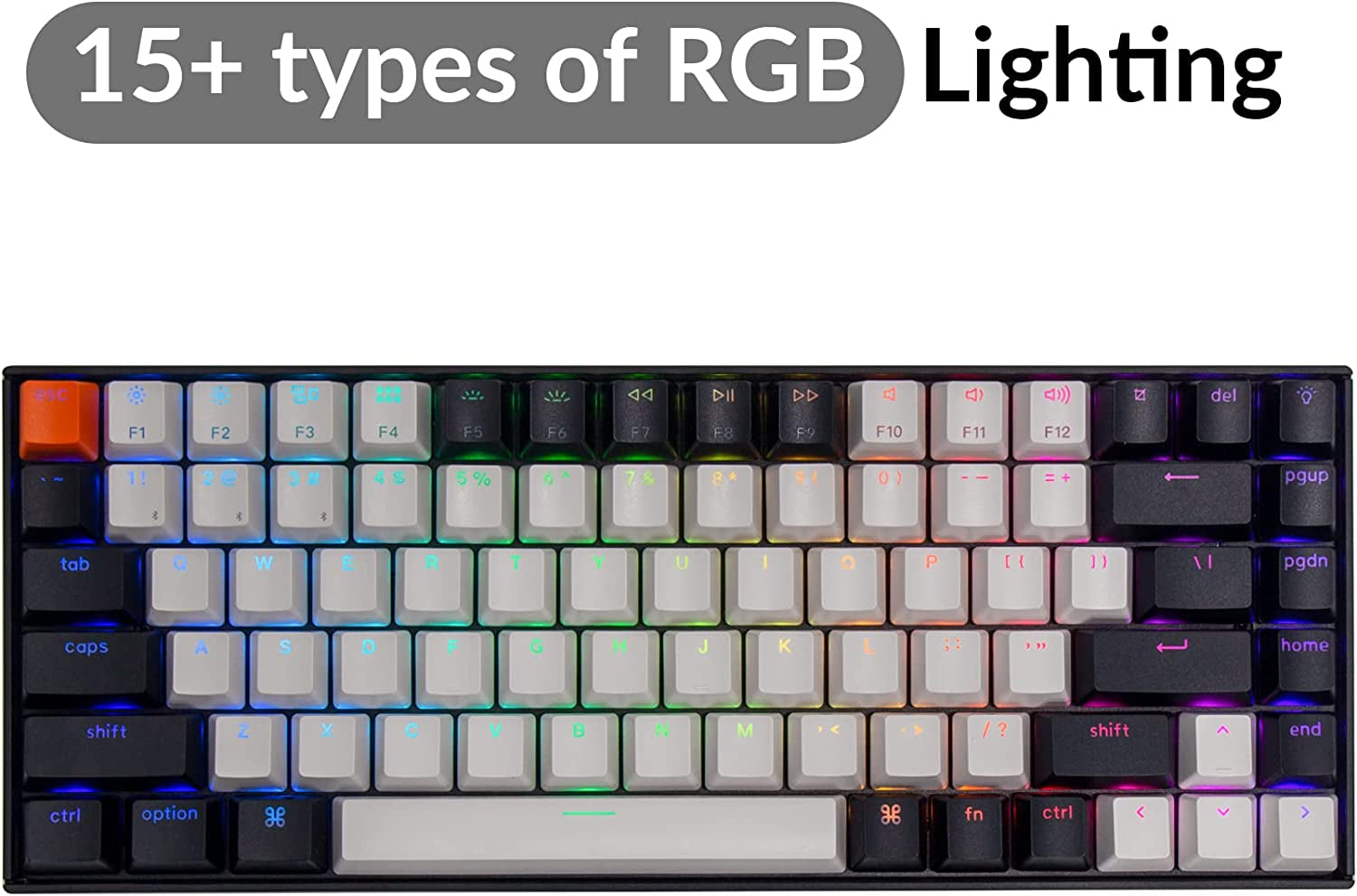 K2 75% Layout Hot-Swappable Bluetooth Wireless/Usb Wired Mechanical Keyboard with Gateron G Pro Brown Switch/Double-Shot Keycaps/Rgb Backlit 84-Key Computer Keyboad for Mac Windows Version 2